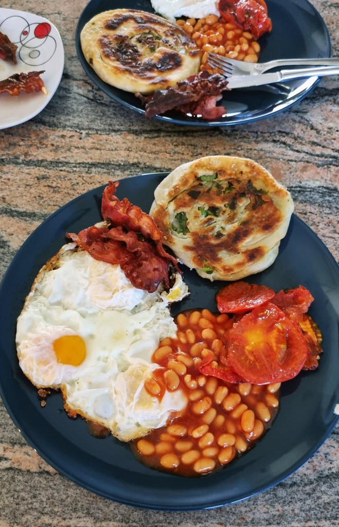 Scallion pancakes with some breakfast